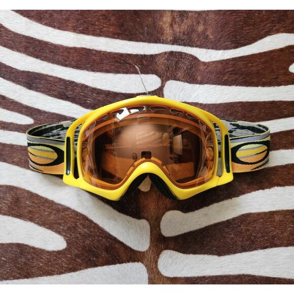 Vintage Oakley Crowbar Ski Snowboard Goggles Yellow Gold, Orange Lenses - Picture 1 of 6